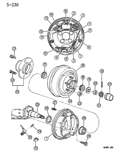 1985 Dodge Charger Shoe And Lining Package, W/9 X 2 1/2" Brake, H.D. Drum, Rear Diagram for BHKH7265