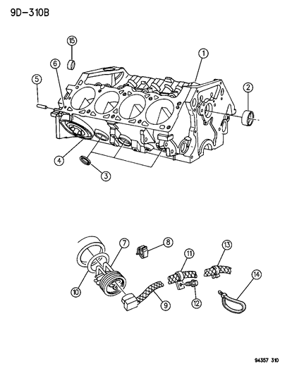 Engine, Short (Pistons, Rings, Crankshaft, Rods, Bearings) Diagram for R9852422