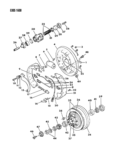 1988 Jeep Wrangler Stud, Wheel Diagram for 4383430