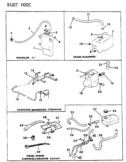 1991 Jeep Comanche Clamp, Heater Return AT Thermostat Housing Diagram for J3203077