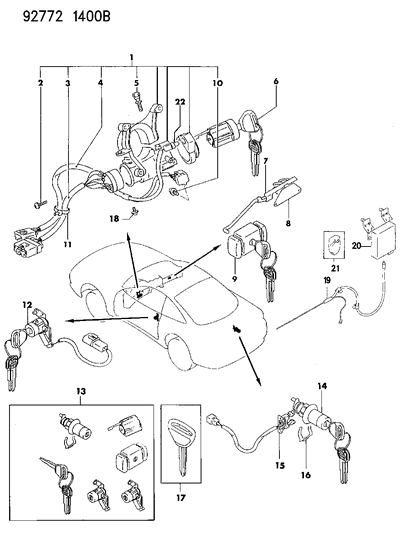 2017 Ram ProMaster City Ratchet, Glove Box Lid Lock Diagram for MB604734