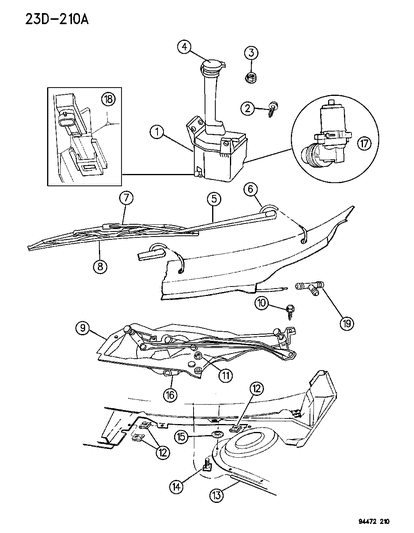 1986 Dodge Aries Clip, Washer Hose Diagram for 4805007