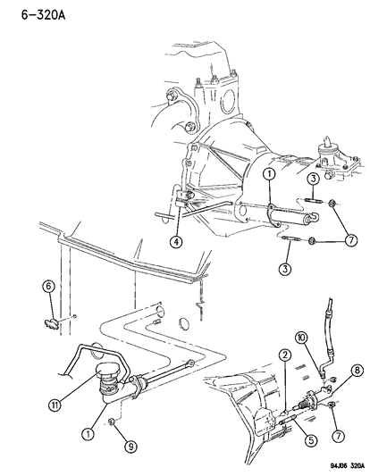 1999 Chrysler Town & Country Hose And Tube, Hydraulic Clutch 2.1 L Diesel Engine, 1994 Diagram for 4636862