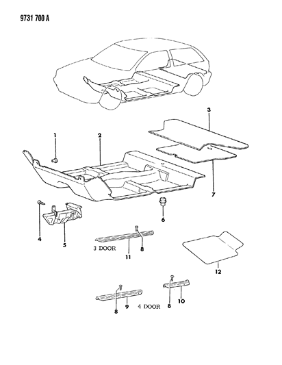 1989 Dodge Colt Clip, Insulator (Black) Diagram for MB718139