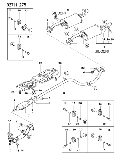 2007 Dodge Caliber Hanger, Muffler Diagram for MB906128