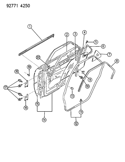 1993 Dodge Colt Screw, Rear Door Window (5X8) Diagram for MF201546