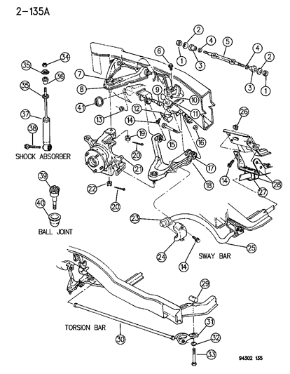 1994 Dodge Dakota Bumper, Rebound Diagram for 4404170