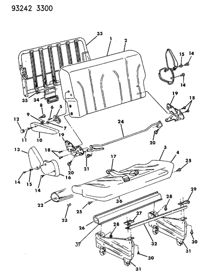 Fastener, Cushion And Back Cover Diagram for 6008076