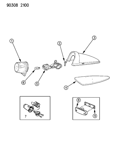 1990 Jeep Wrangler Plate, Mounting Clearance Lamp Diagram for 56003704