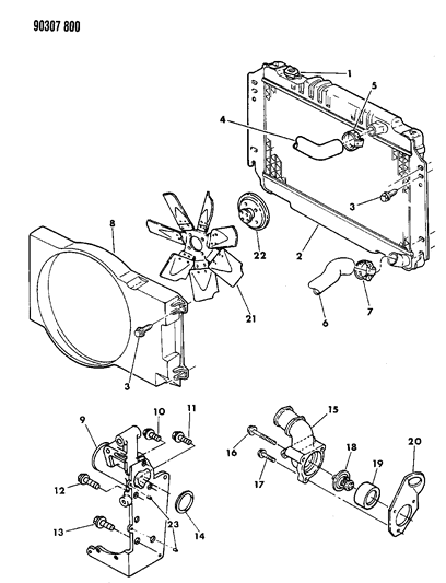 1990 Jeep Wrangler Thermostat, W/Seal Diagram for 83506401