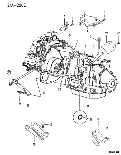 1995 Dodge Avenger Strut, Transmission Housing To Cylinder Block, Rear Diagram for 6501514