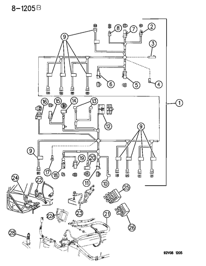 1992 Dodge Viper Wiring, Starter (Insulation & Terminal Service) Diagram for 4642593