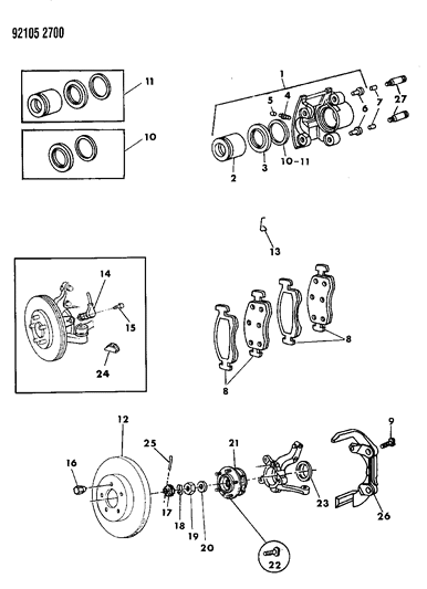 Shoe, Lining And Clip Package, Front Wheel Disc Brakes Diagram for V1012715AB