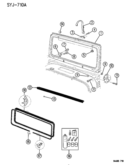 1994 Jeep Wrangler Repair Kit, Windshield And Rear Window Diagram for 83100051