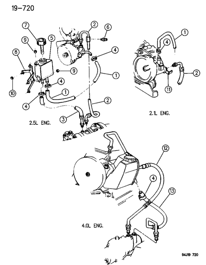 2014 Jeep Grand Cherokee Hose, Pressure - Pump To Gear W/4.0L Engine Diagram for 52087796