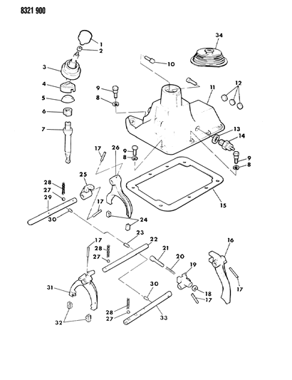 1988 Jeep Wrangler Pin, Lever Guide Diagram for 3633461