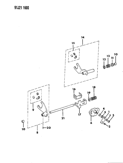 1993 Jeep Grand Cherokee Pad Package, Shift Fork Diagram for 83500994