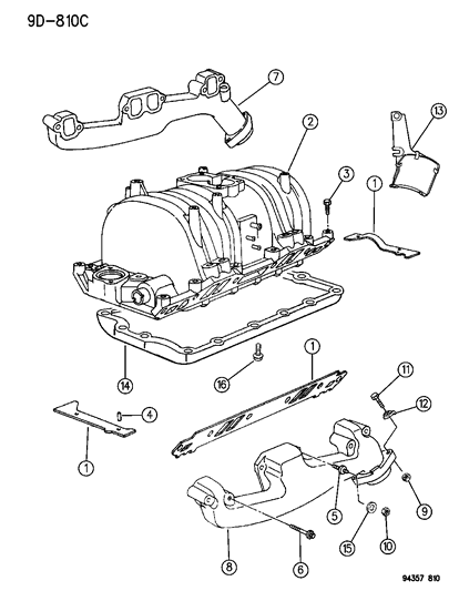Gasket Package, Intake Manifold Diagram for 4638114