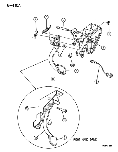 Spring Assembly, Pedal Return Diagram for 4593152