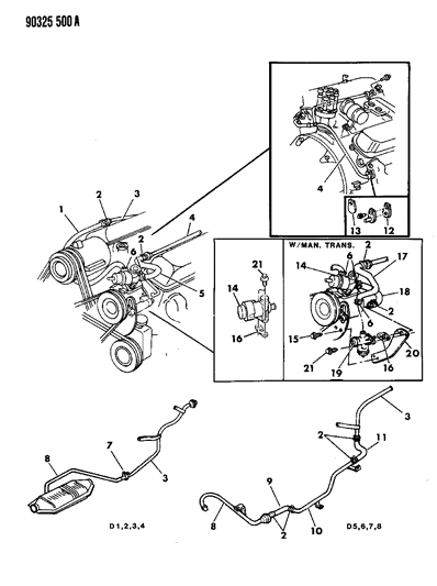 1990 Dodge W150 Gasket, Exhaust Manifold Injection Tube Diagram for 4275834