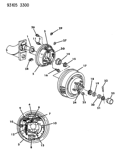 Cylinder, Rear Wheel Brake, Complete Diagram for V2103246AA