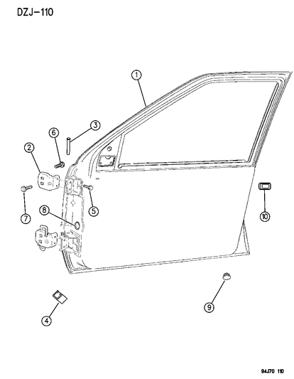 2014 Jeep Grand Cherokee Pin Door Hinge Diagram for 55076192