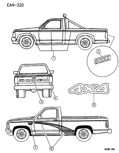Package, Bodyside Upper Tape Diagram for 4741714
