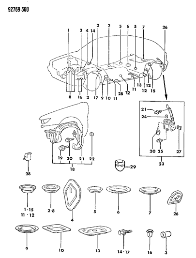 Plug, Floor (70) Diagram for MB575310