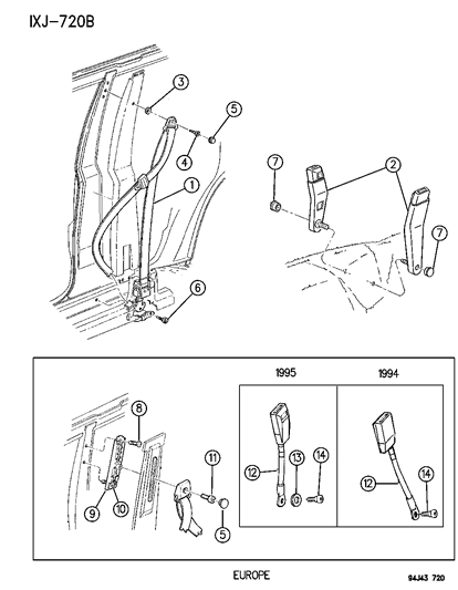 2007 Chrysler 300 Seat Belt Front Inner Diagram for 55217189