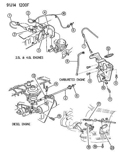 Cable, Throttle Diagram for 52078447