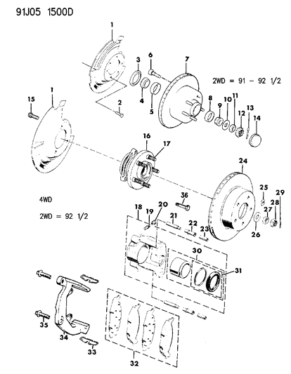 Rotor, Front Brake Diagram for V5015965AB
