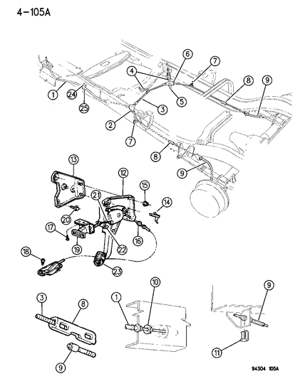 Equalizer, Parking Brake Intermediate Cable Diagram for 3467901