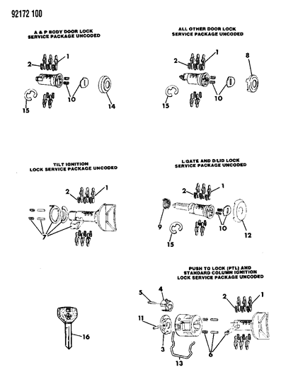 1992 Dodge Shadow Key, Ignition And Door (Capsulated) Diagram for 4378751