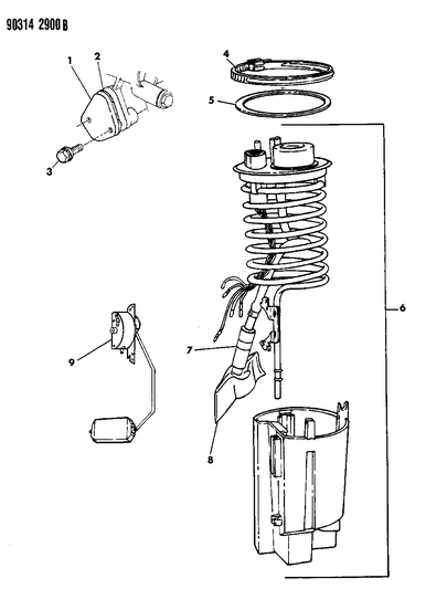 1990 Jeep Wrangler Filter, Fuel Pump Module Diagram for 5217904