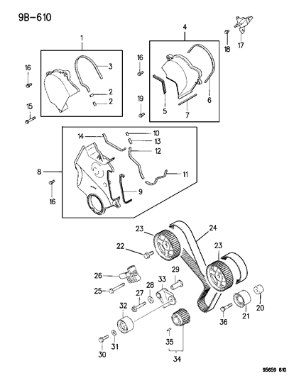 1989 Dodge D150 Gasket, Timing Belt Cover Diagram for MD187648