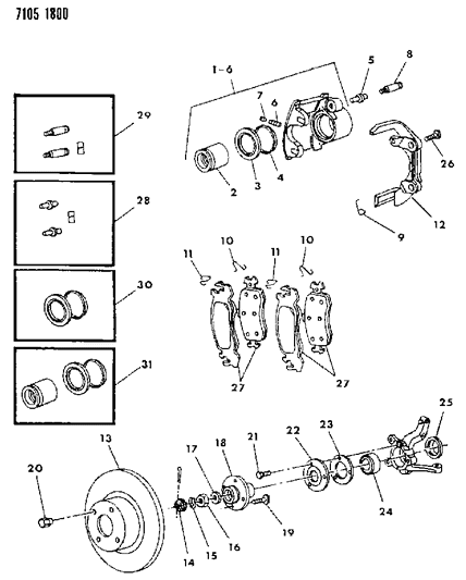 1987 Dodge Grand Caravan Shoe, Front Wheel Disc Brake, Standard Wheelbase Diagram for V1012268