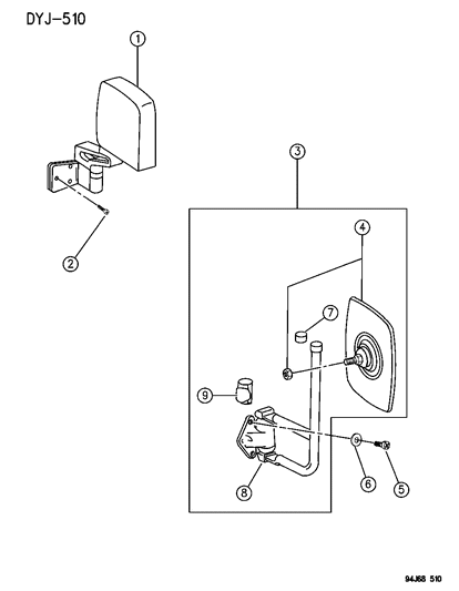 Mirror Outside Rearview Diagram for 55154883
