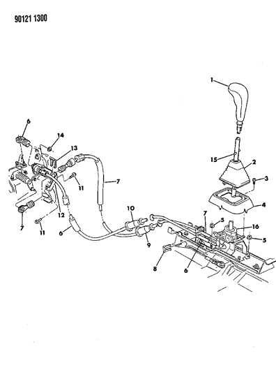 1990 Dodge Grand Caravan Cable, Gearshift Crossover , (46.92" Long) Diagram for 4504344