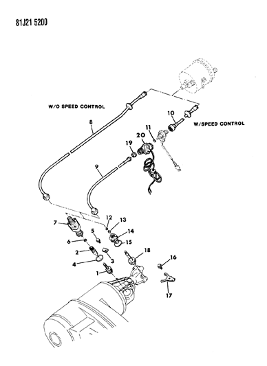 1986 Jeep Wagoneer Pinion, Speedometer Drive, .79" Diameter, 1987 Diagram for 53003401