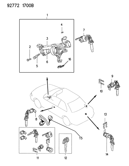 Bolt, Steering Lock Diagram for MB572857