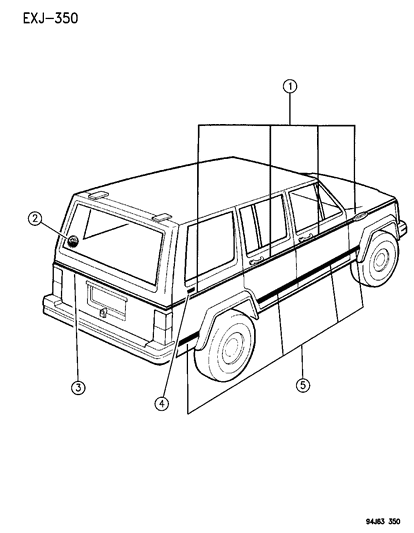 1999 Chrysler Town & Country Decal, Quarter Panel, "4X4" Diagram for 5FM62SX9