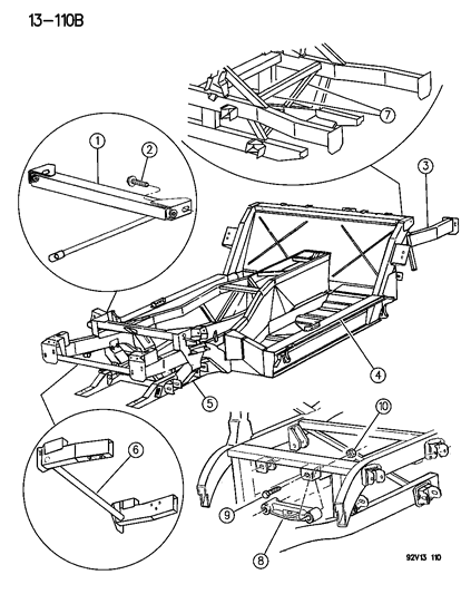 1992 Dodge Viper Stud Plate Sport Bar Support Bracket Diagram for 4848656