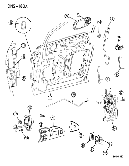 2020 Dodge Grand Caravan Handle, W/Housing, Inside Remote Control Diagram for HX48SC3