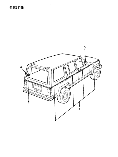 1996 Chrysler Town & Country Tape Package, Bodyside Diagram for 4636755