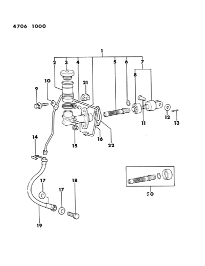 1990 Chrysler New Yorker Pin, Clutch Master Cylinder, FWD , (Clevis, 10X23) Diagram for MF473492