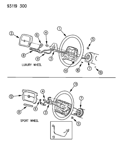 1987 Dodge Raider Wheel, Steering (Sport), Leather Diagram for WM17LMX