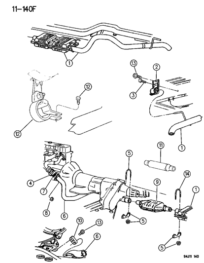 Muffler And Tailpipe Assembly Diagram for E0021045