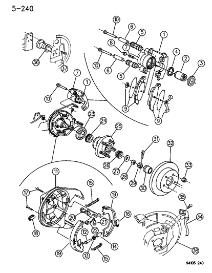 2022 Ram ProMaster 2500 Shoe And Lining Package, Rear Wheel Disc Brake, 4 Total Diagram for V2013644