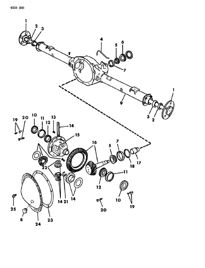 1984 Dodge Diplomat Gear Package, Axle Differential Side Diagram for 3723867