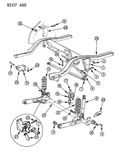Shock Absorber & Bushing, Standard Suspension Assembly Diagram for G0089632